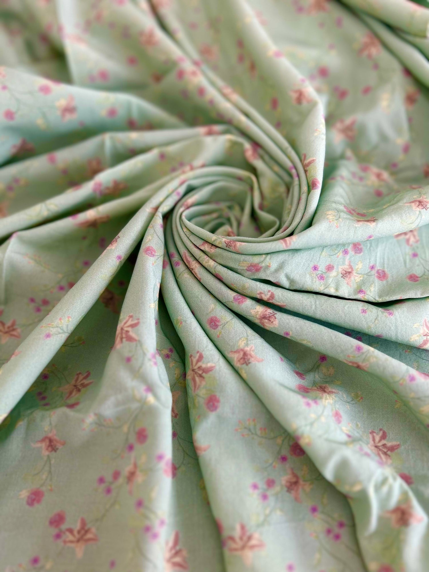 green floral fabric make with oeko tex certified ecovero rayon